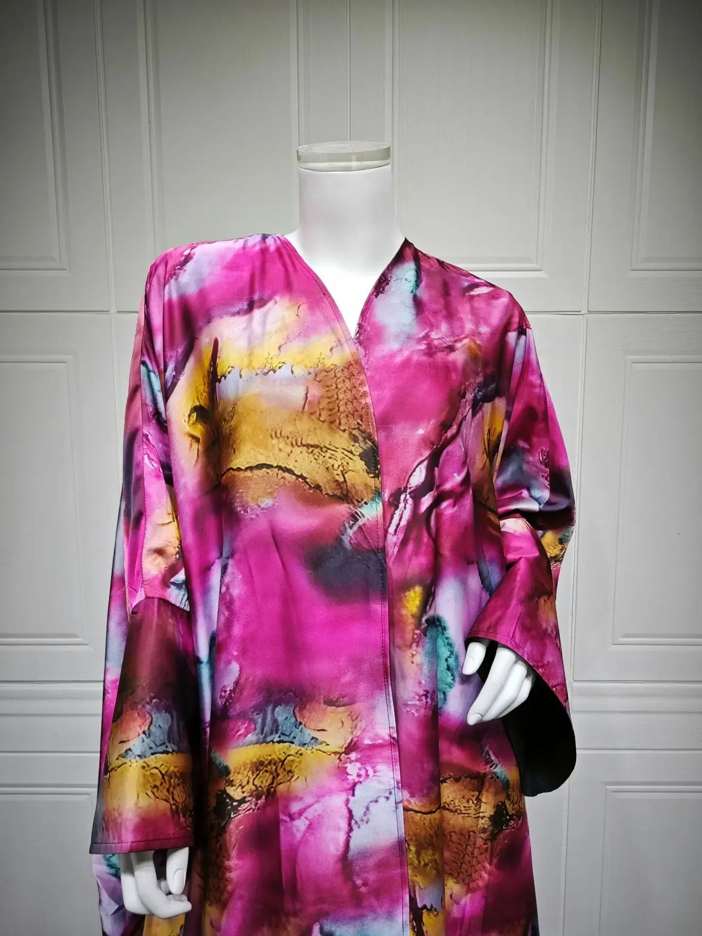 Kimono Abaya Ouvert Rose col V
