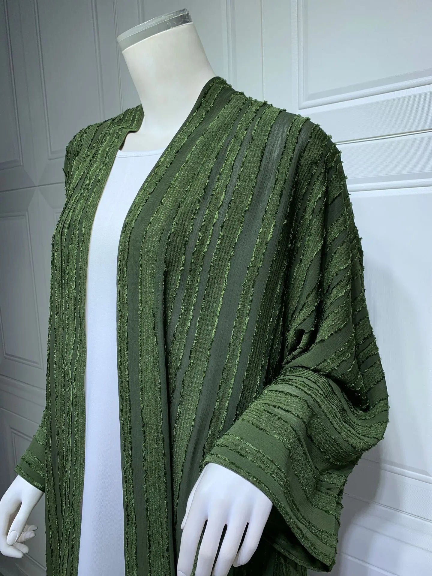 Kimono Abaya Rayé Vert à la mode