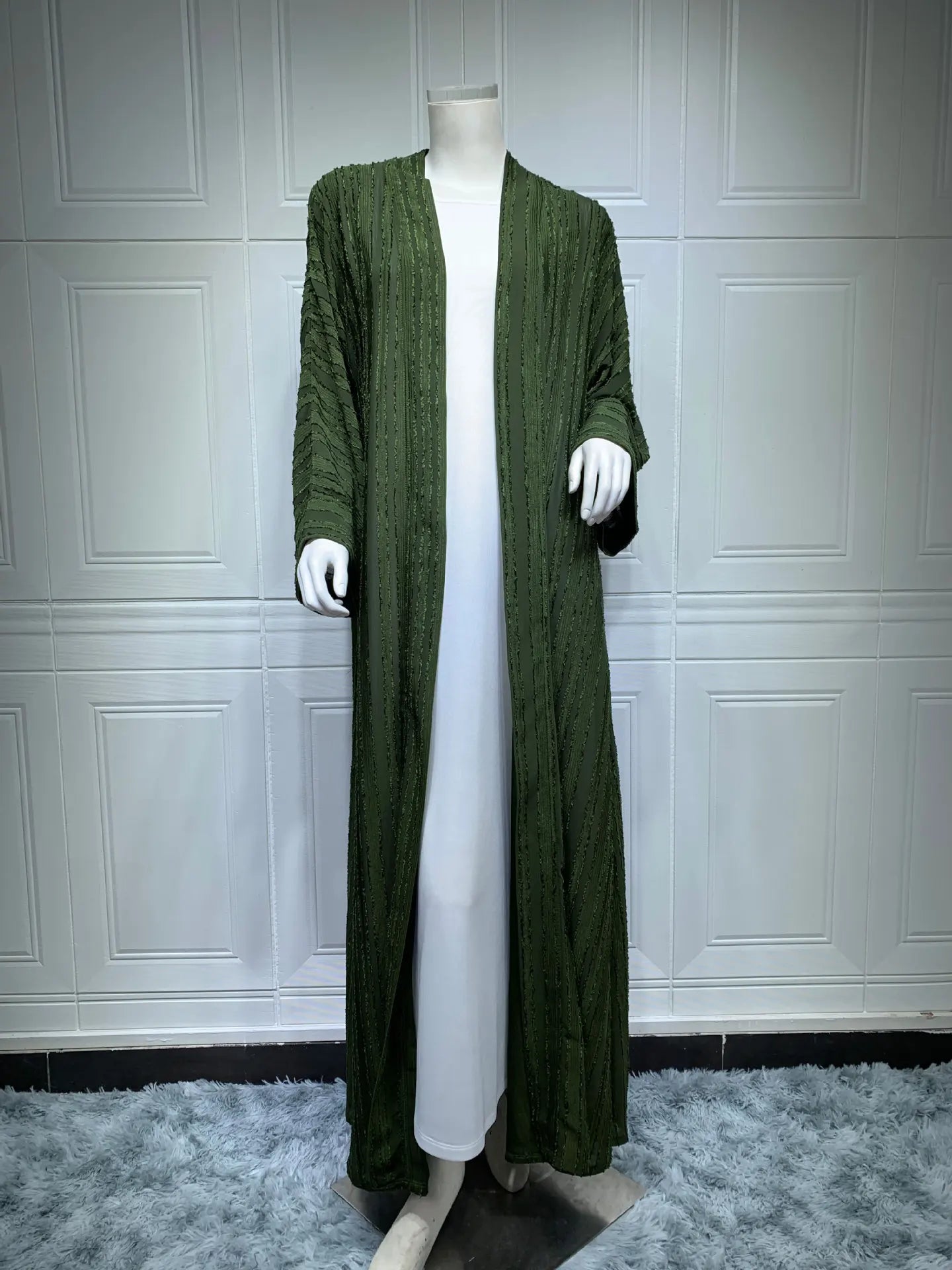 Kimono Abaya Rayé Vert tendance