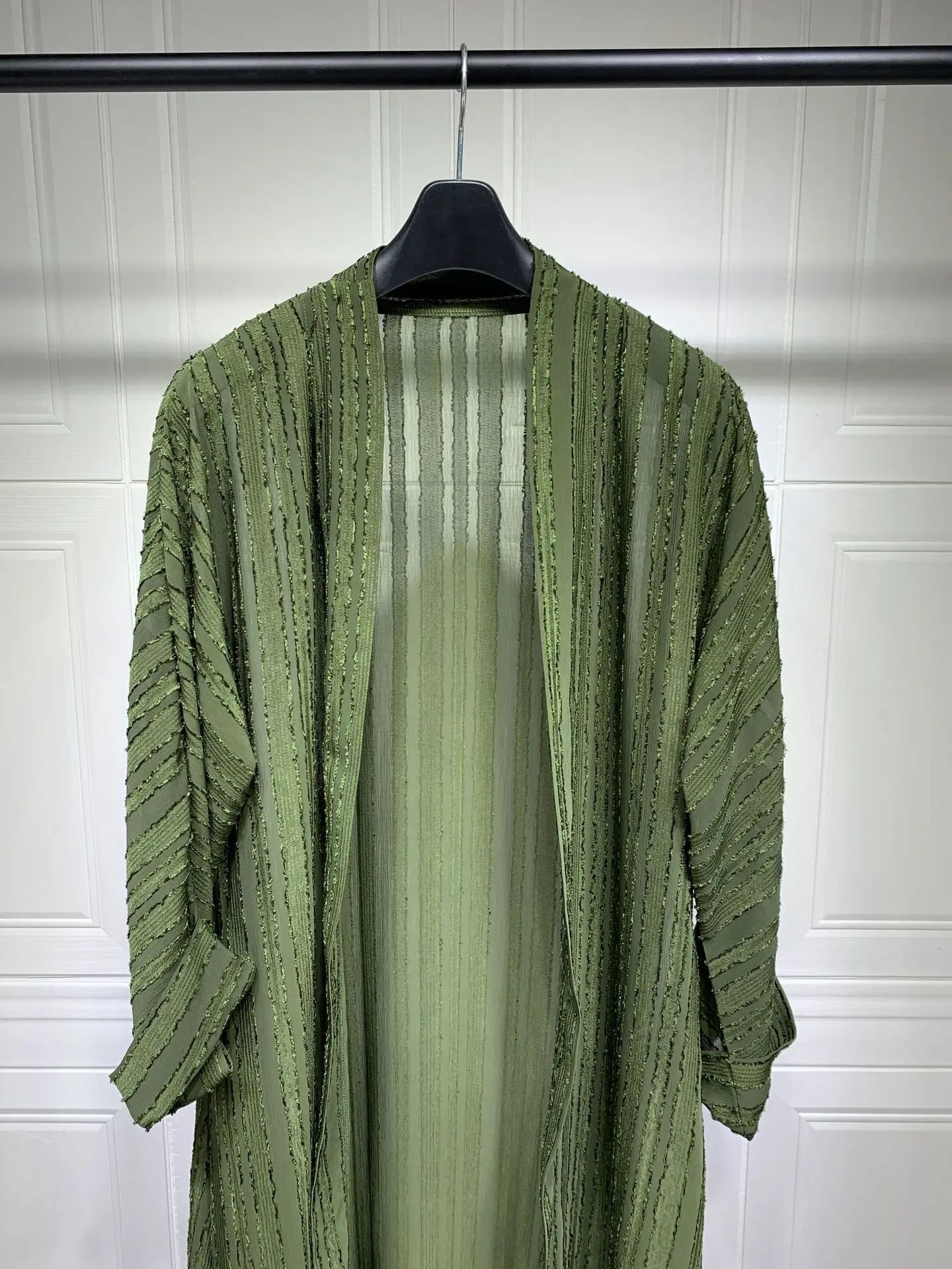 Kimono Abaya Rayé Vert transparent