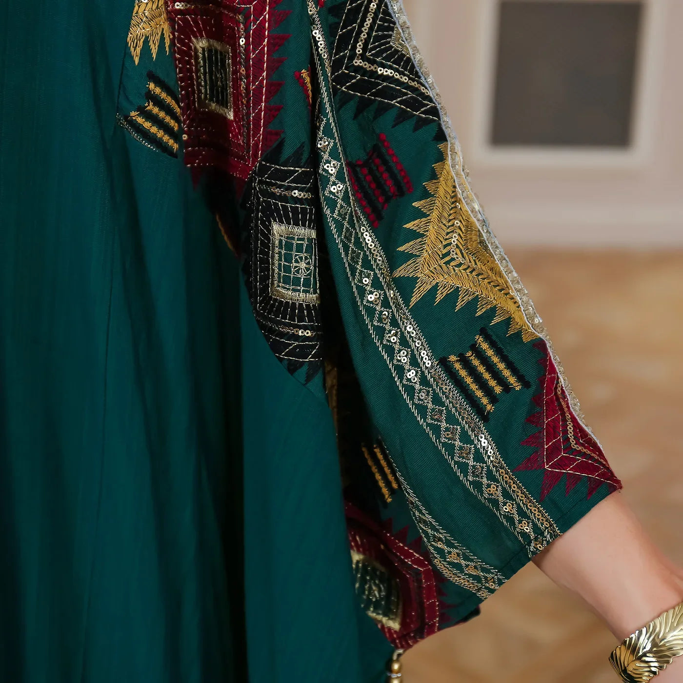 Kimono Abaya et Robe Brodés manche long