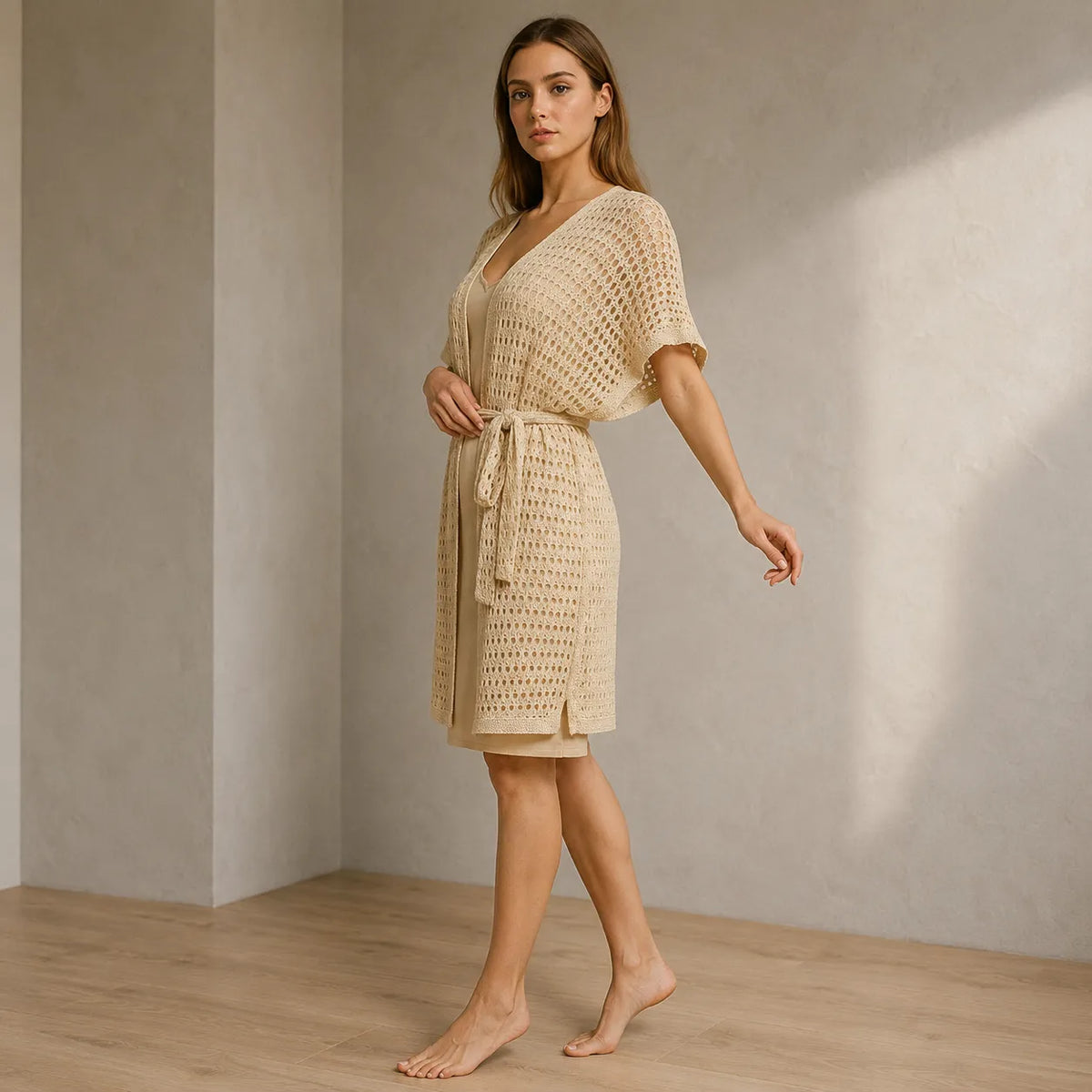 Kimono Bohème Beige Minimaliste Design