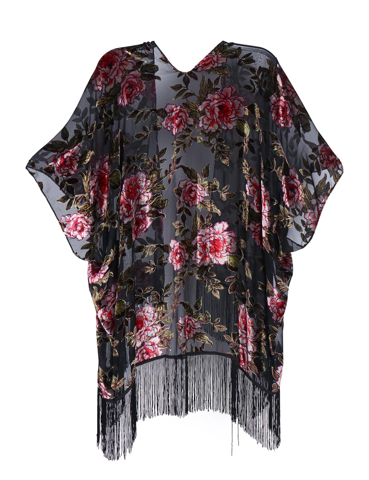 Kimono Fleuri Léger à Franges femme