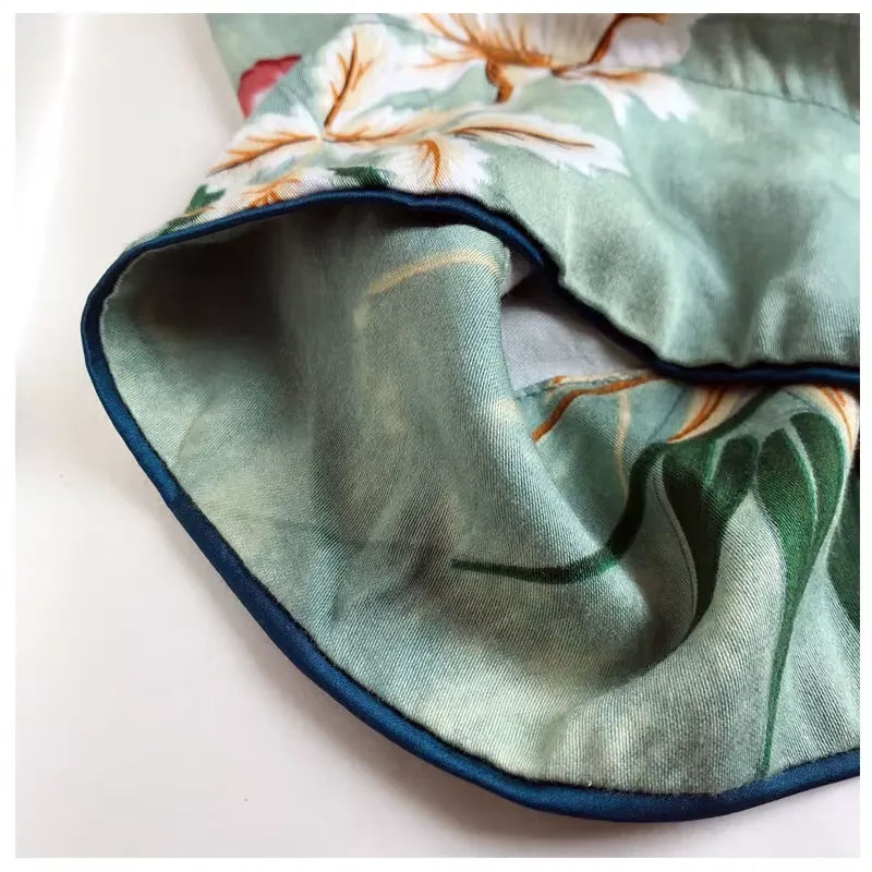 Kimono Fleuri Long à Fente Tissu