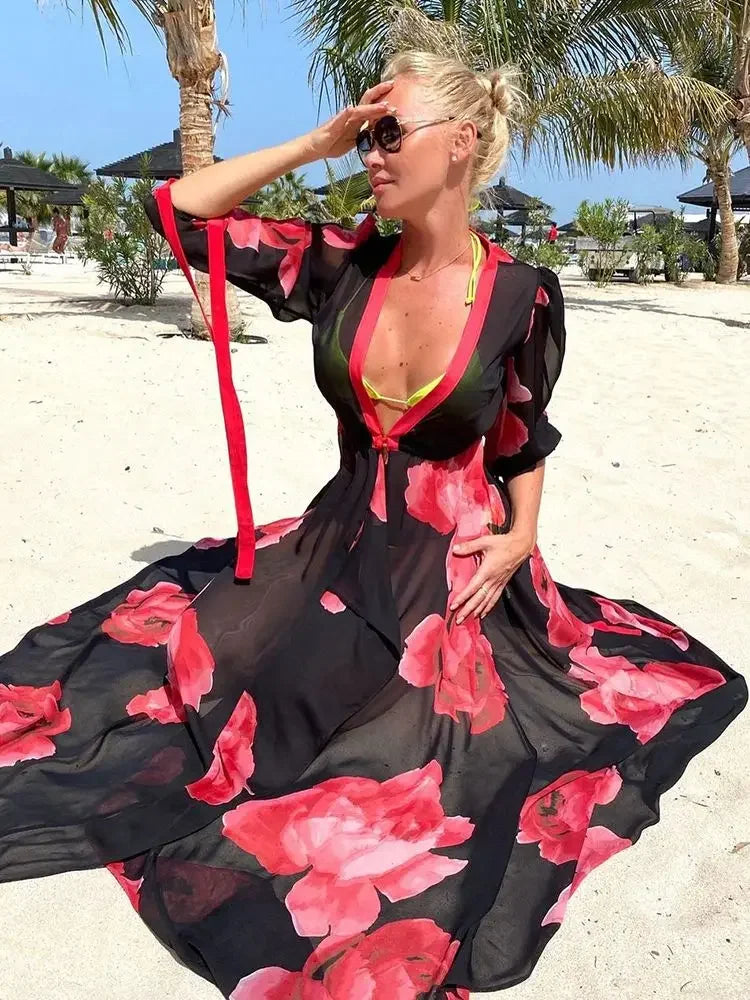 Kimono Long Noir Transparent Design