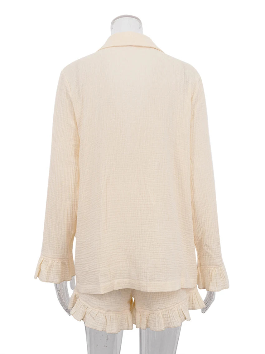 Kimono Pyjama Short à Froufrous coton
