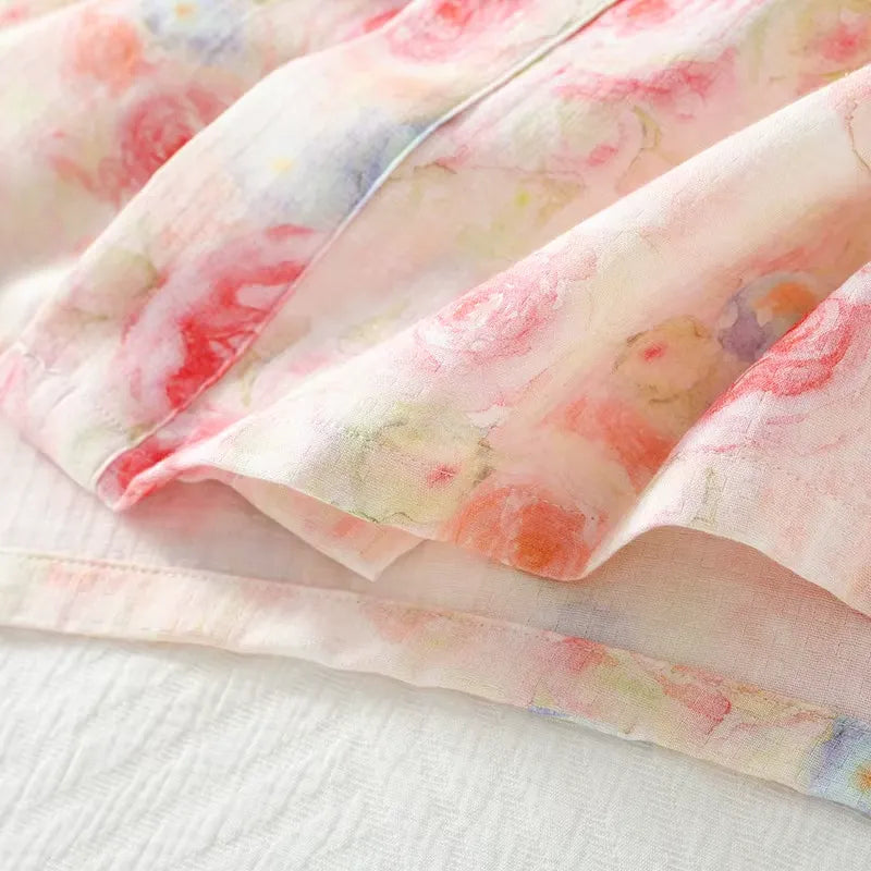 Kimono de Nuit à Motif Floral Tissu