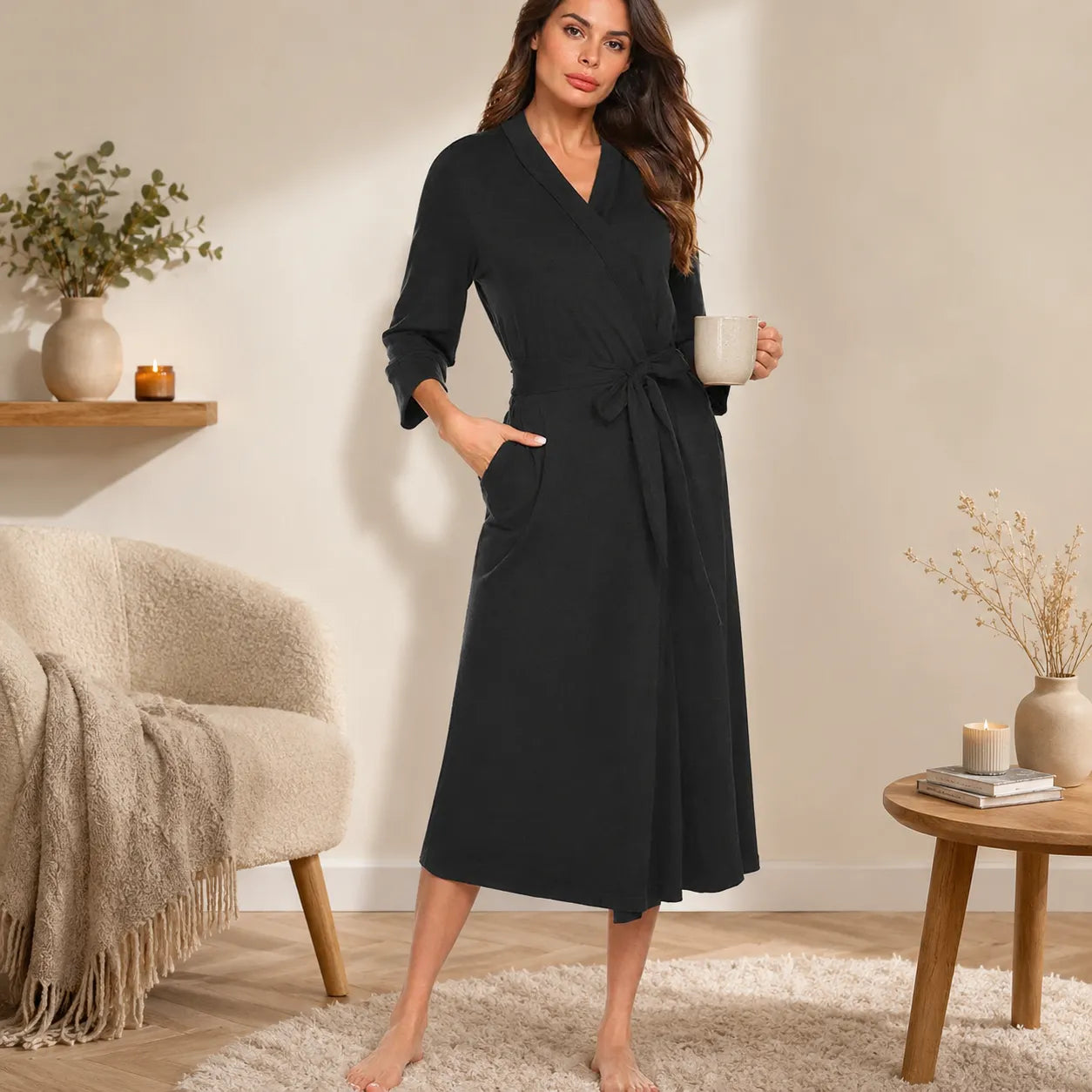 Kimono de Nuit Uni Épuré
