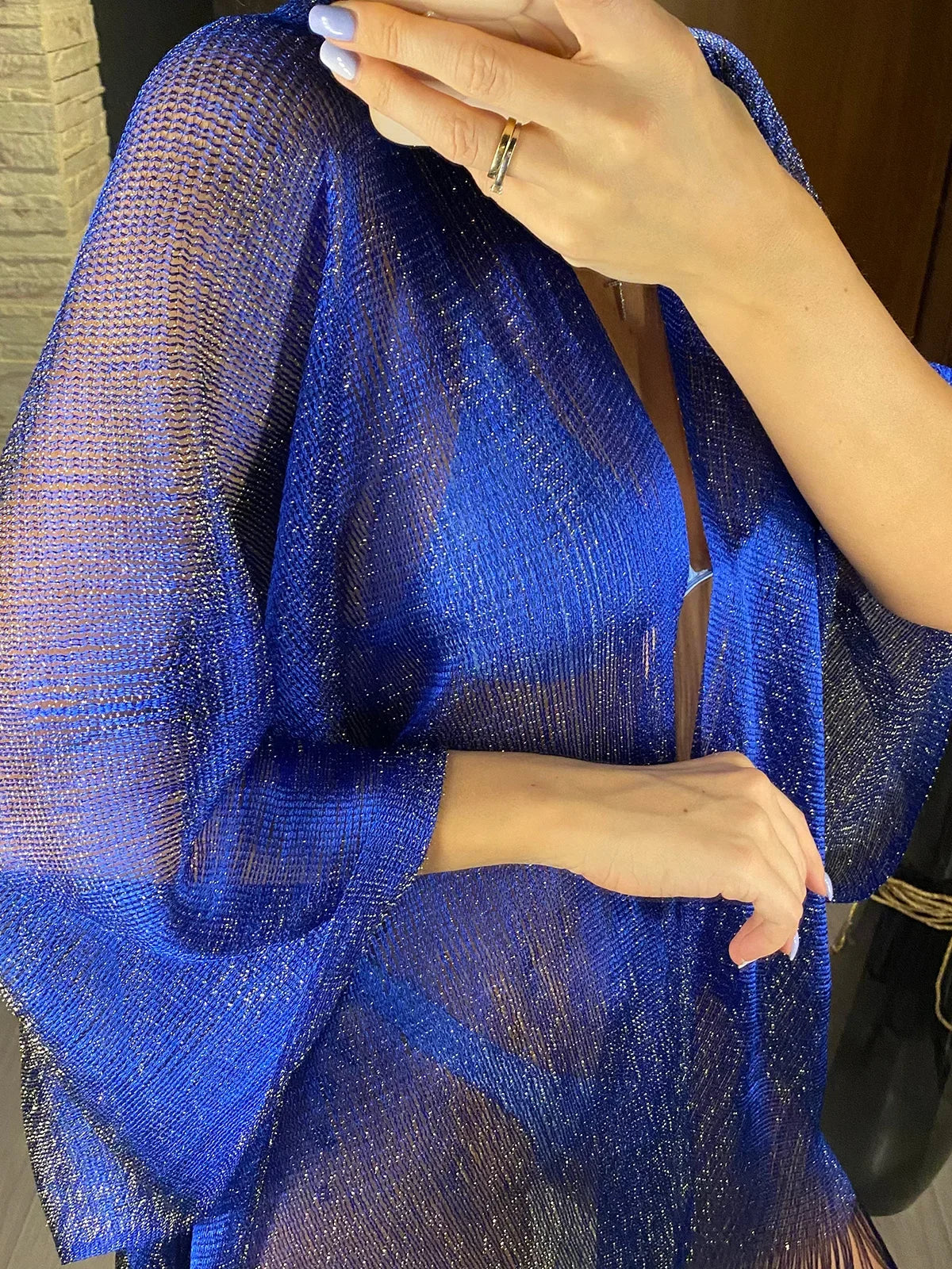 Kimono de Plage Bleu Scintillant doux