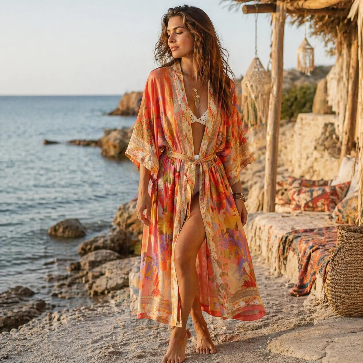 Kimono de Plage Fleuri Chic