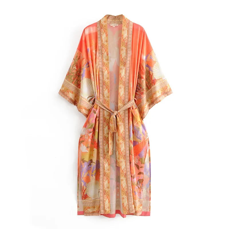 Kimono de Plage Fleuri Chic Face