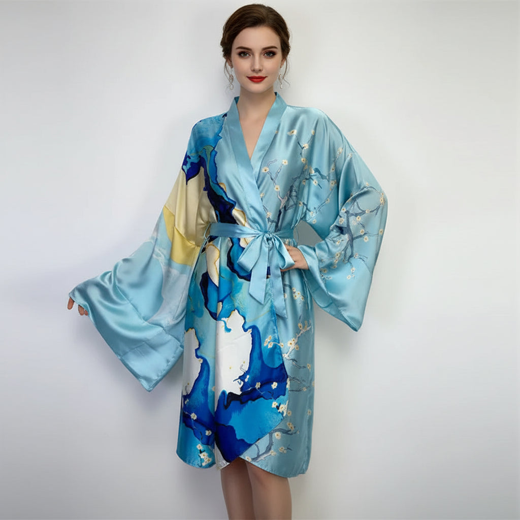 Kimono de Plage Léger Bleu Estival