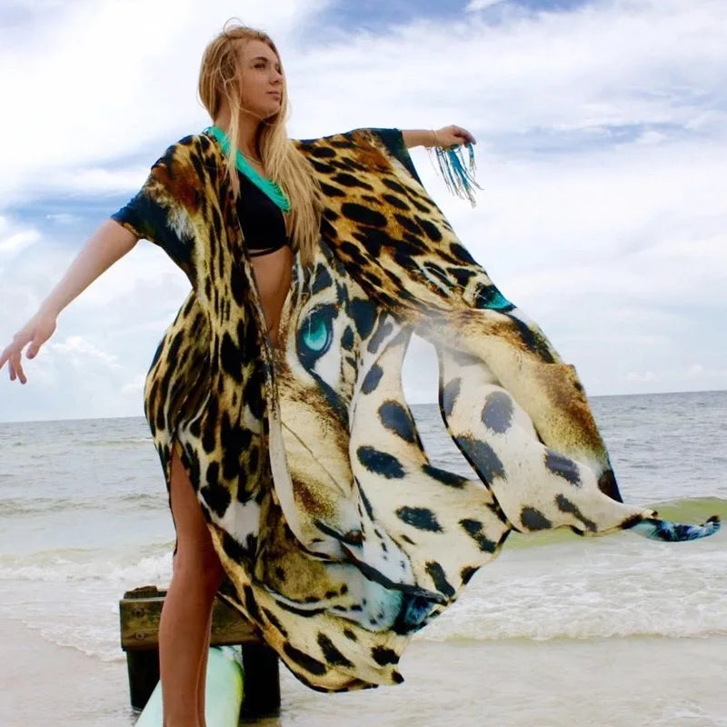 Kimono de Plage Motif Tigre
