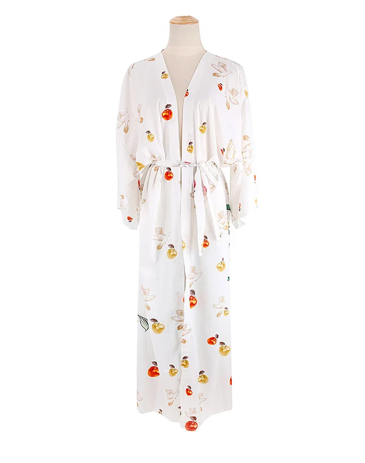 Kimono de Plage Oiseaux Vert doux