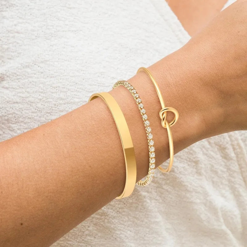 Lot de Bracelets Minimaliste Modernes Doré