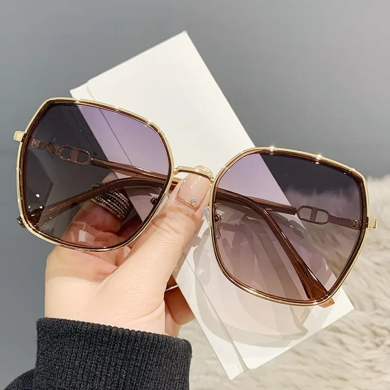 Lunettes de Soleil à Monture Oversize Marron
