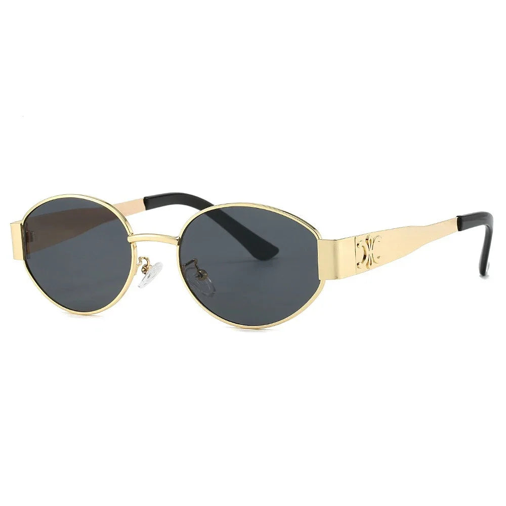 Lunettes de Soleil Ovale Noir et Doré