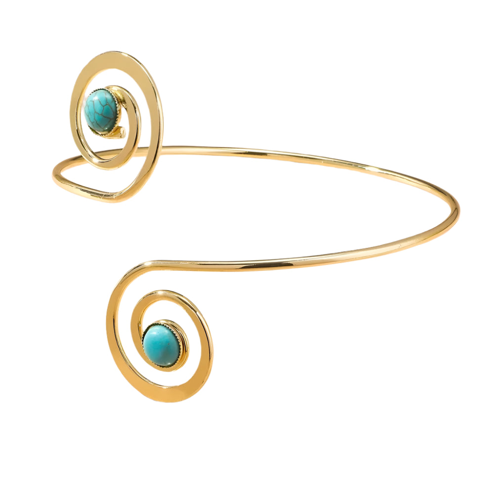 Manchette de Bras Spirale à Pierre Turquoises Stylé