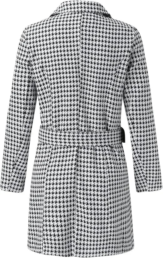 Manteau à Carreau Noir et Blanc Dos