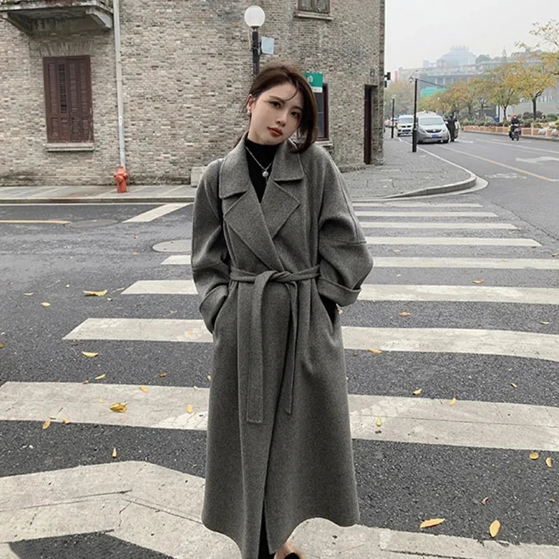 Manteau Kimono Chaud Gris