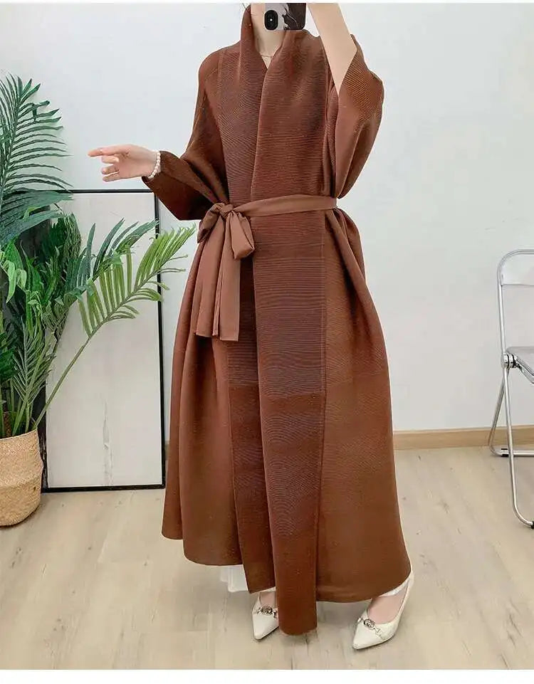 Manteau Kimono Long Marron Moderne