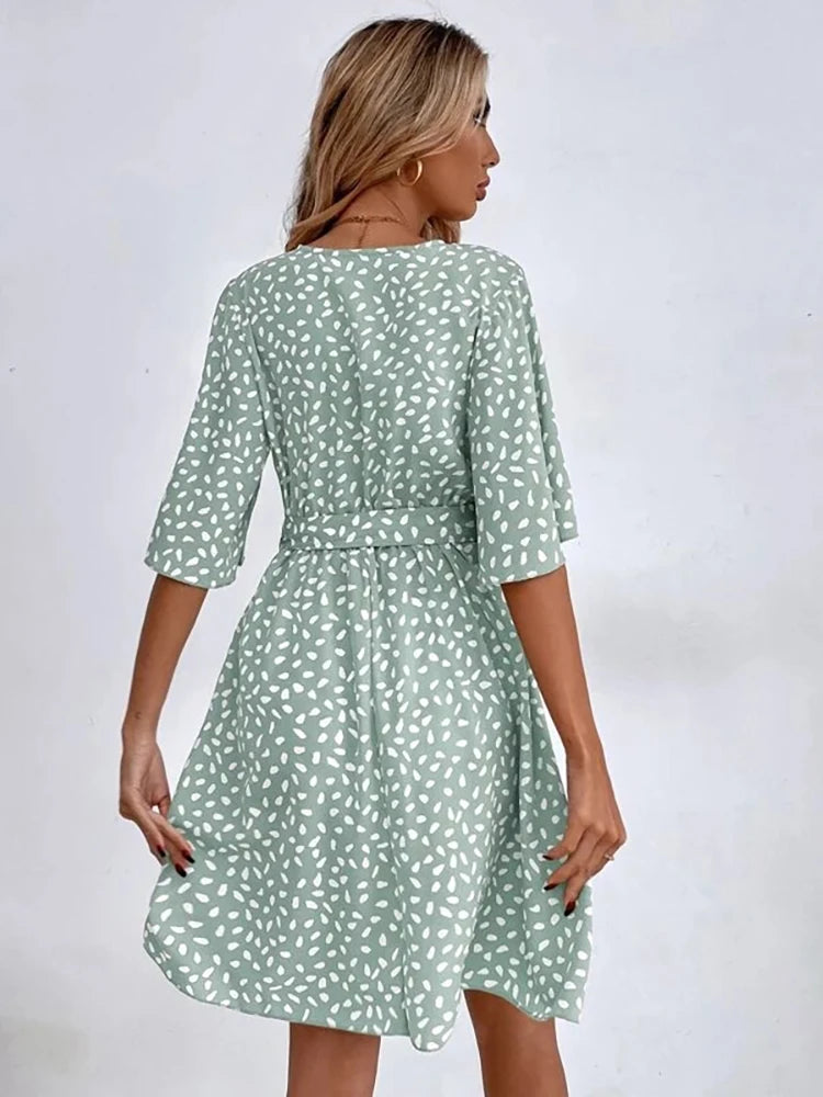 Mini Robe Kimono Vert Court