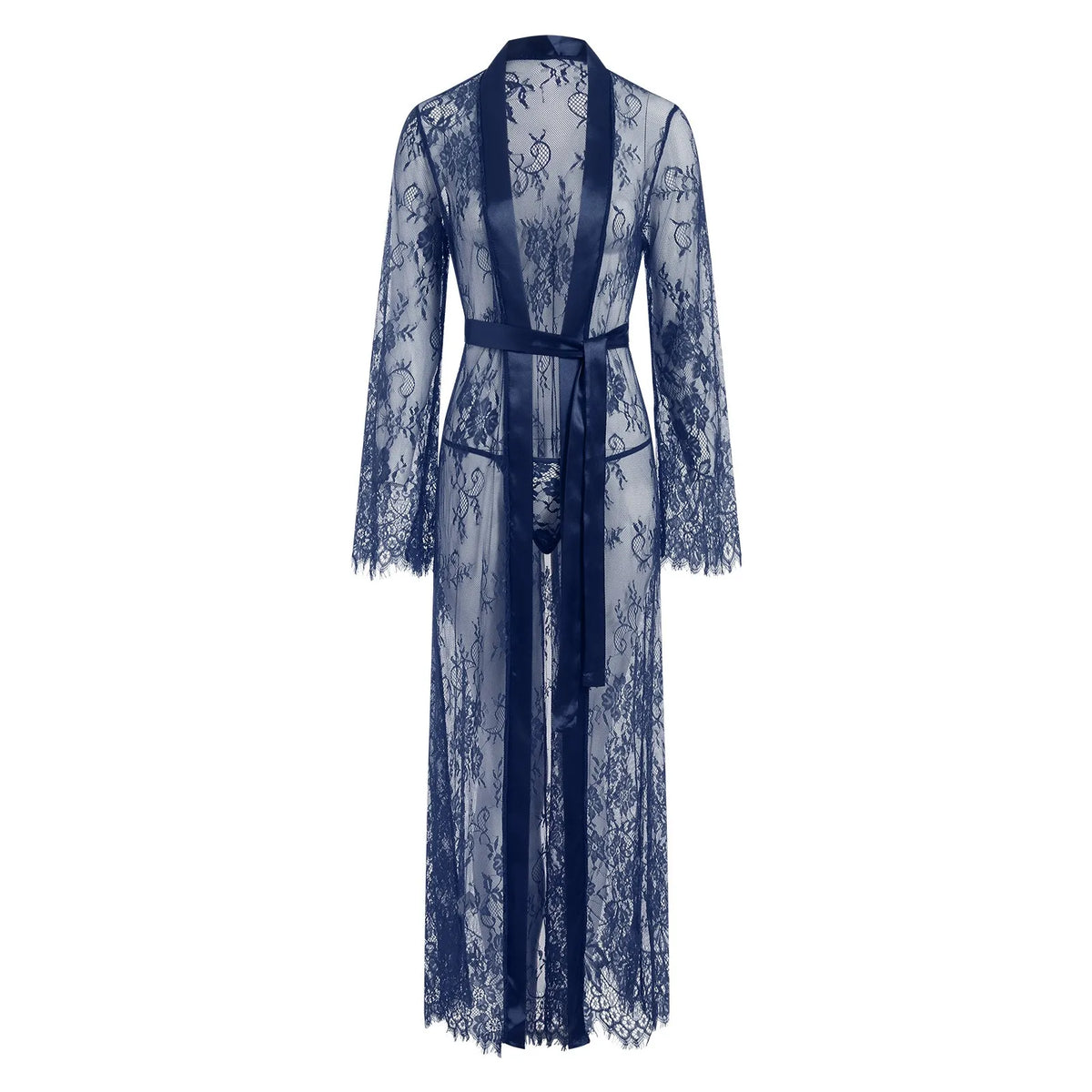 Peignoir Kimono Sexy en Dentelles bleu