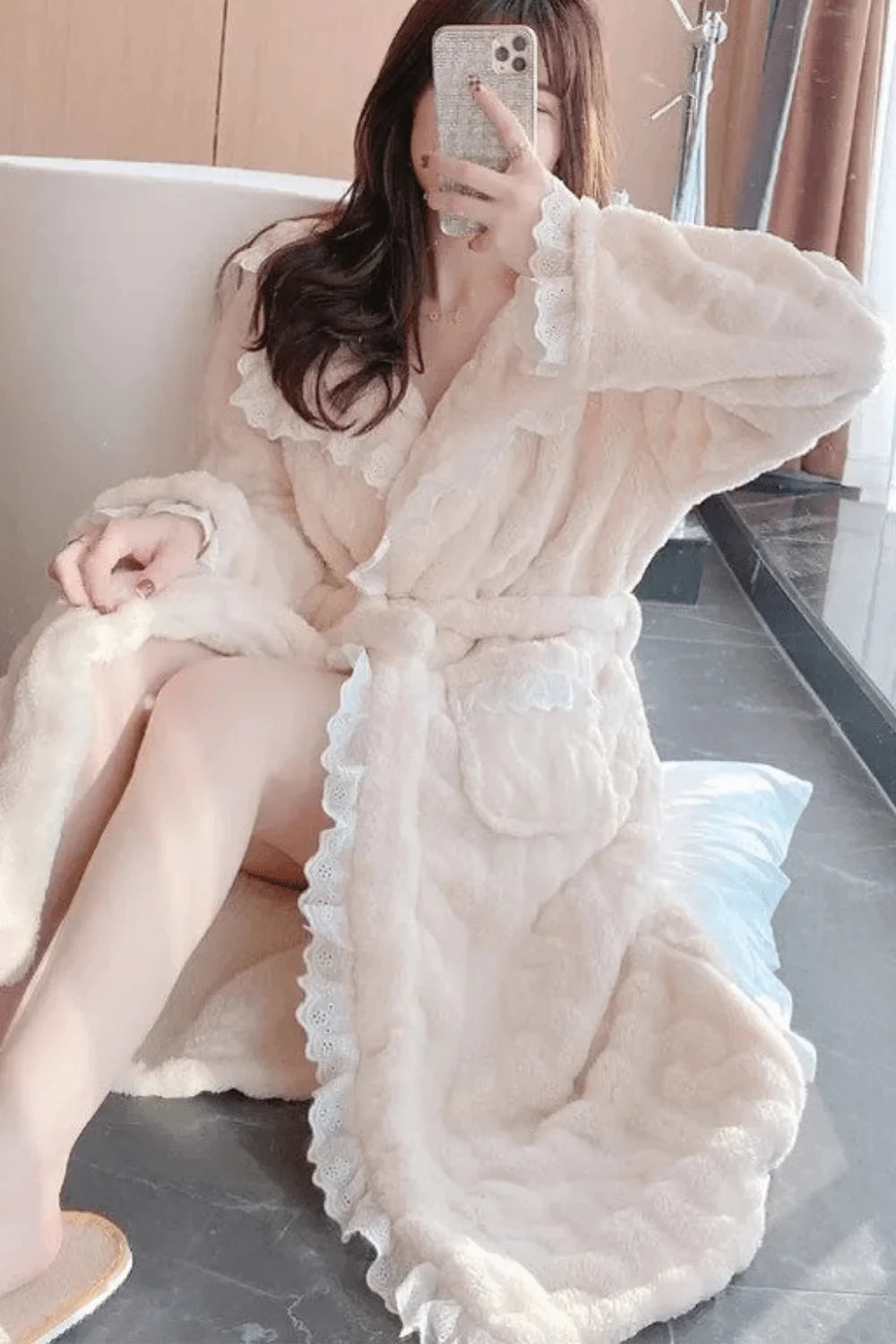 Peignoir Kimono de Bain à Dentelles Design