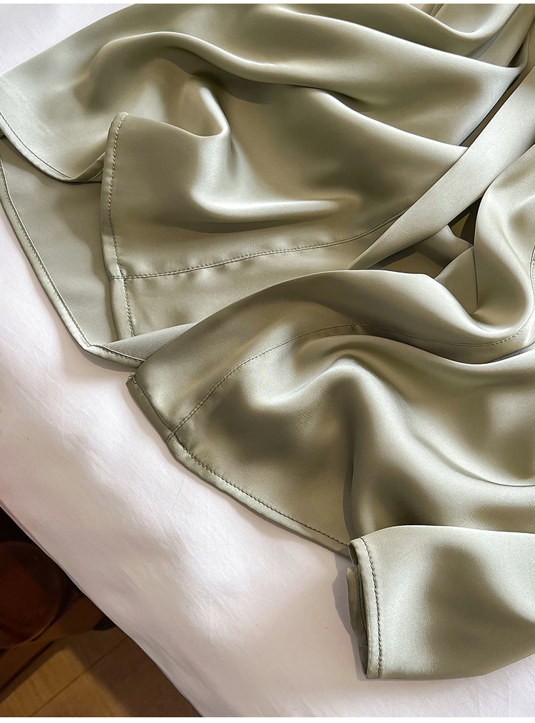 Peignoir Kimono en Soie Vert Tissu