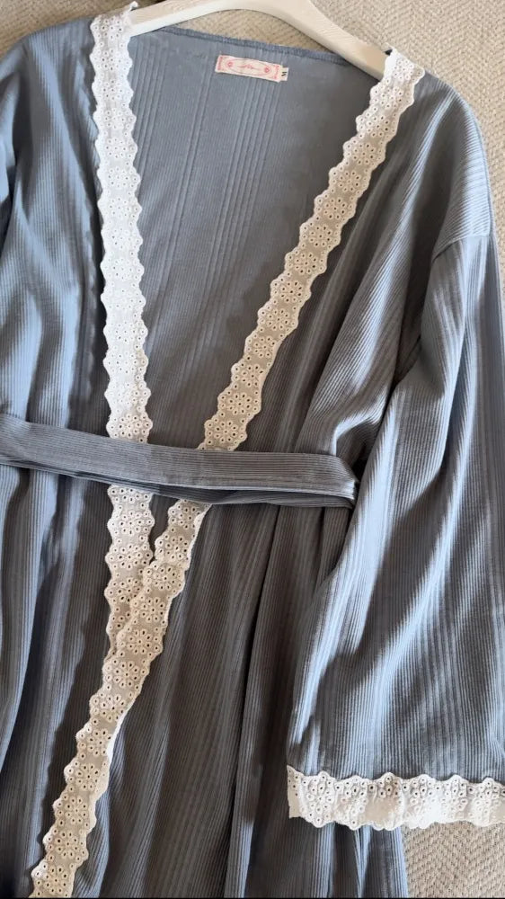 Pyjama 3 Pièces Veste Kimono Coton