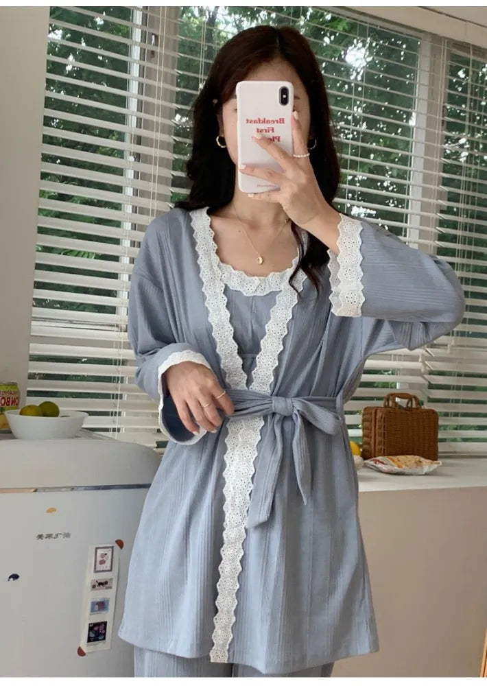 Pyjama 3 Pièces Veste Kimono Léger