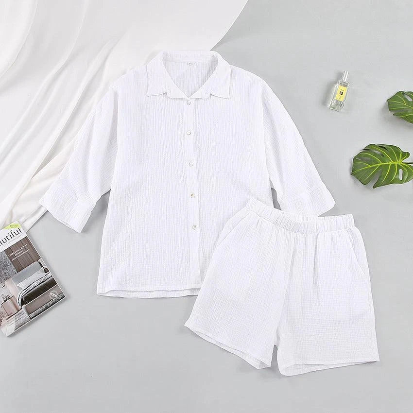 Pyjama Femme Blanc Coton Design
