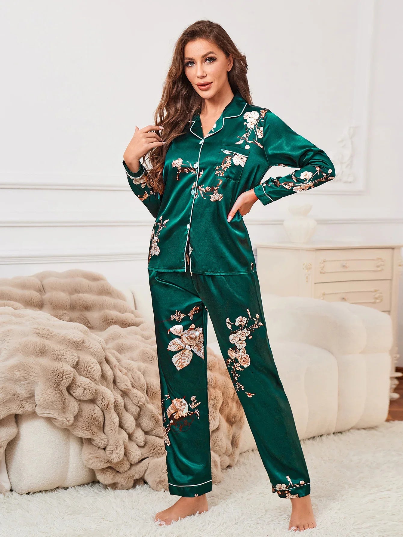Pyjama Femme Vert Sapin long