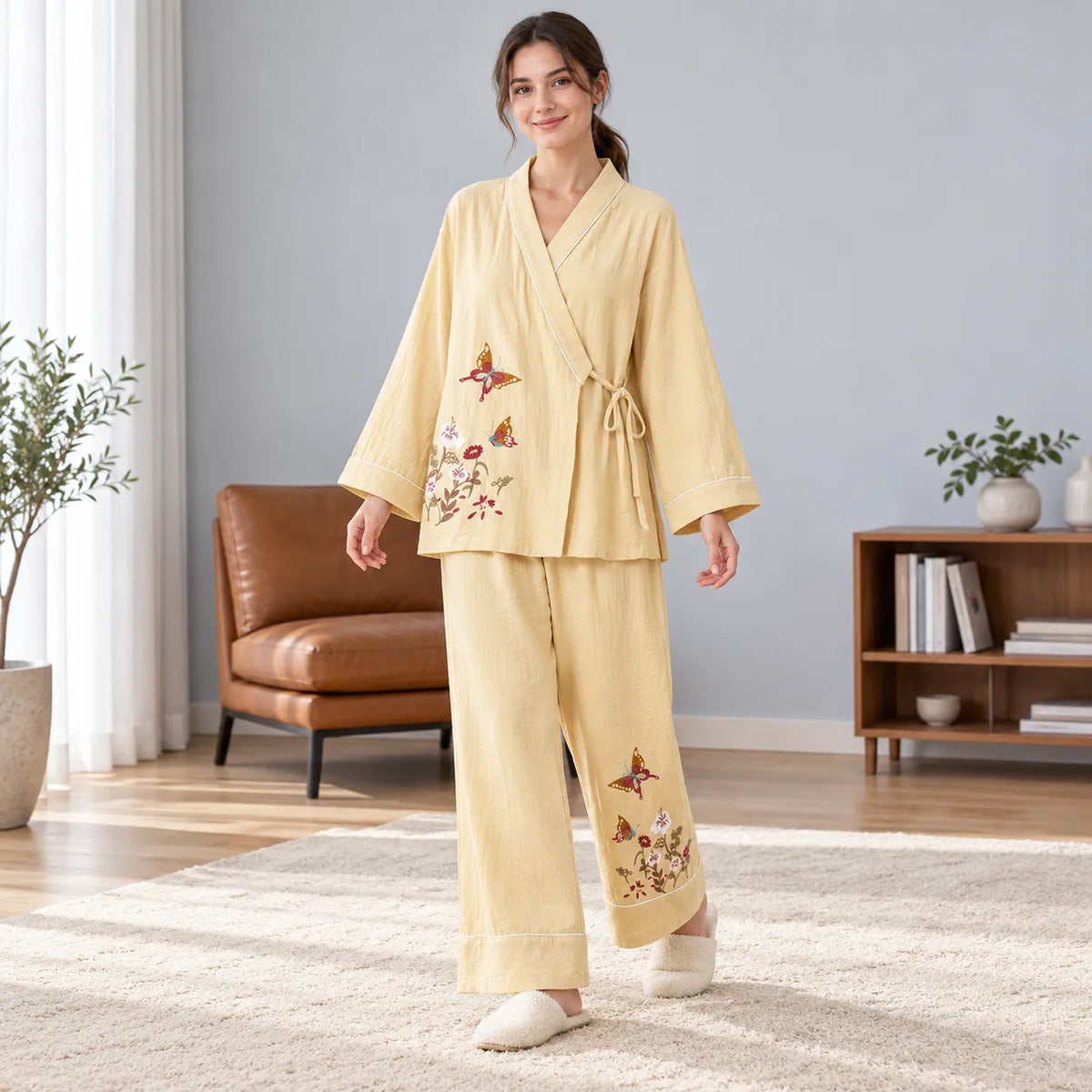 Pyjama Japonais Femme Brodé Ample