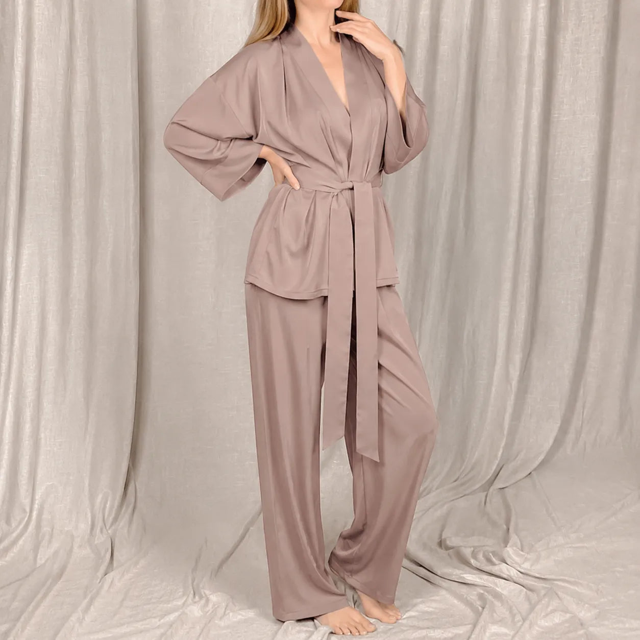Pyjama Kimono Brun Ample Design