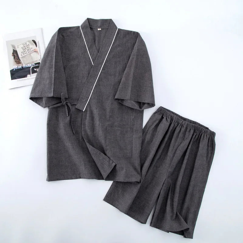 Pyjama Kimono Gris Foncé Confortable