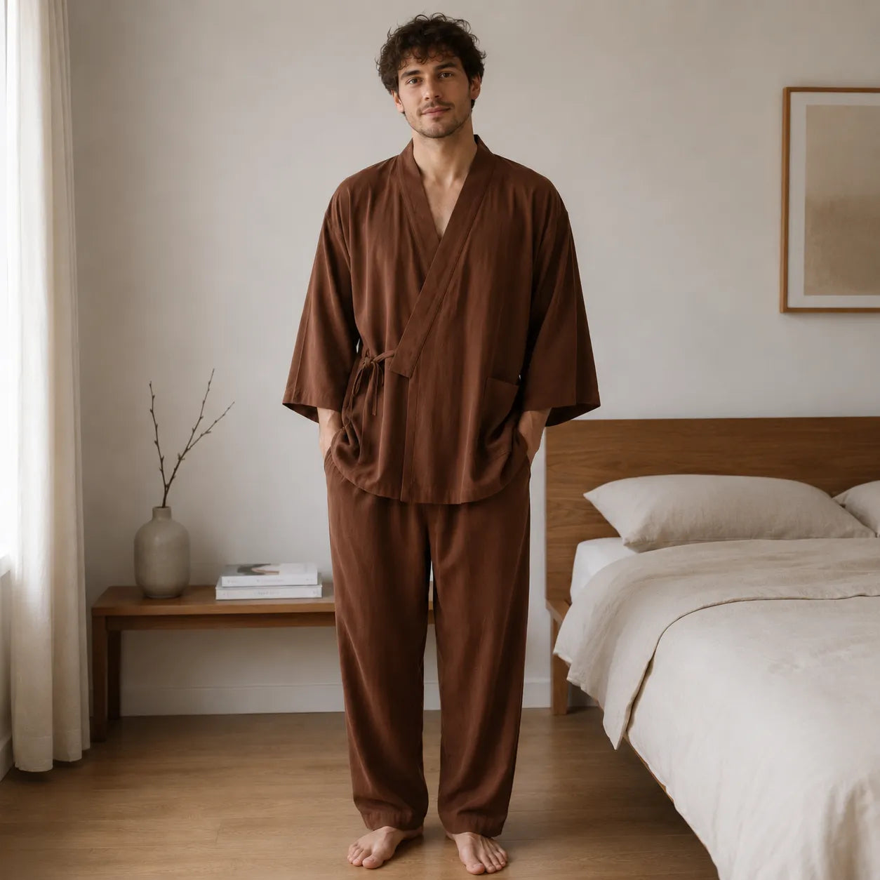 Pyjama Kimono Homme Marron