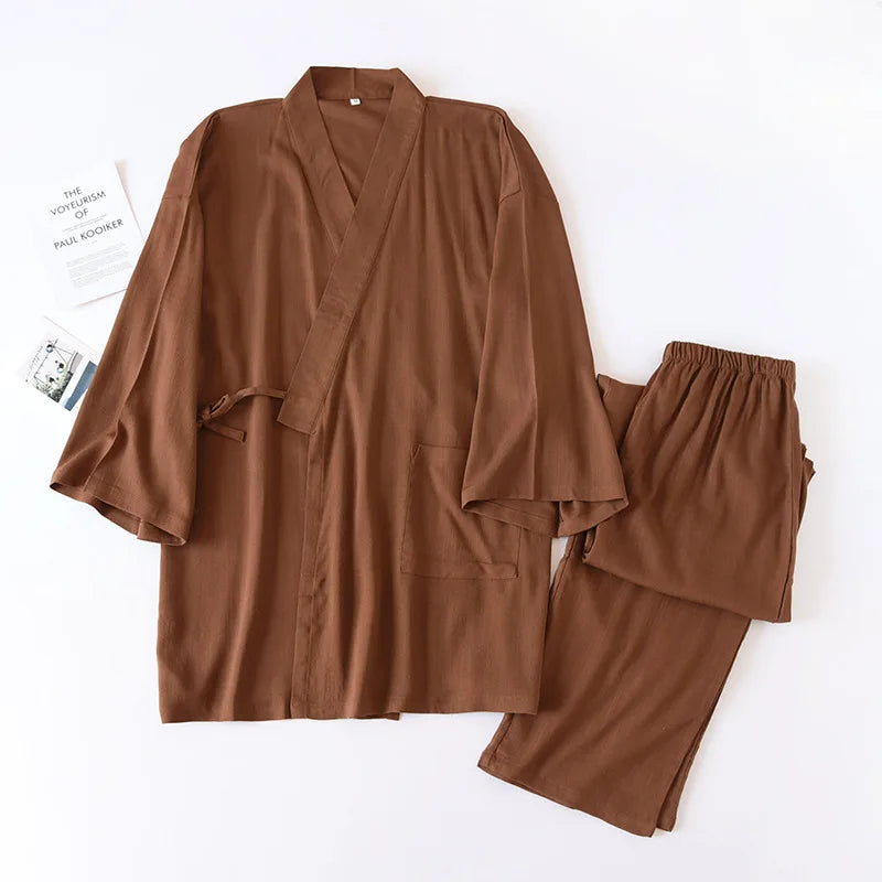 Pyjama Kimono Homme Marron Design