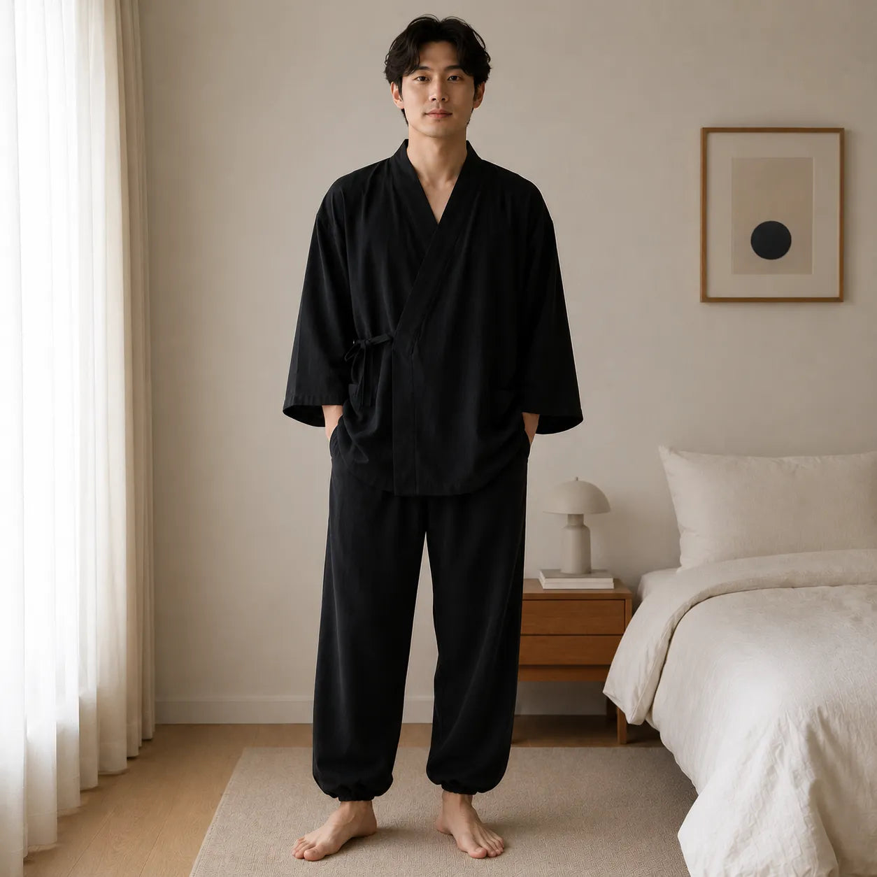 Pyjama Kimono Homme Noir Confortable