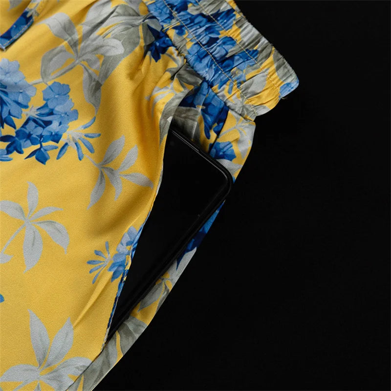 Pyjama Kimono Jaune Sexy avec poche