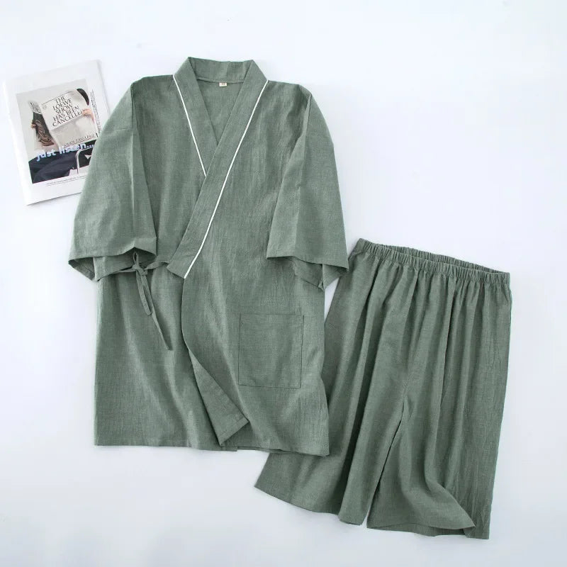 Pyjama Kimono Vert en Coton Design