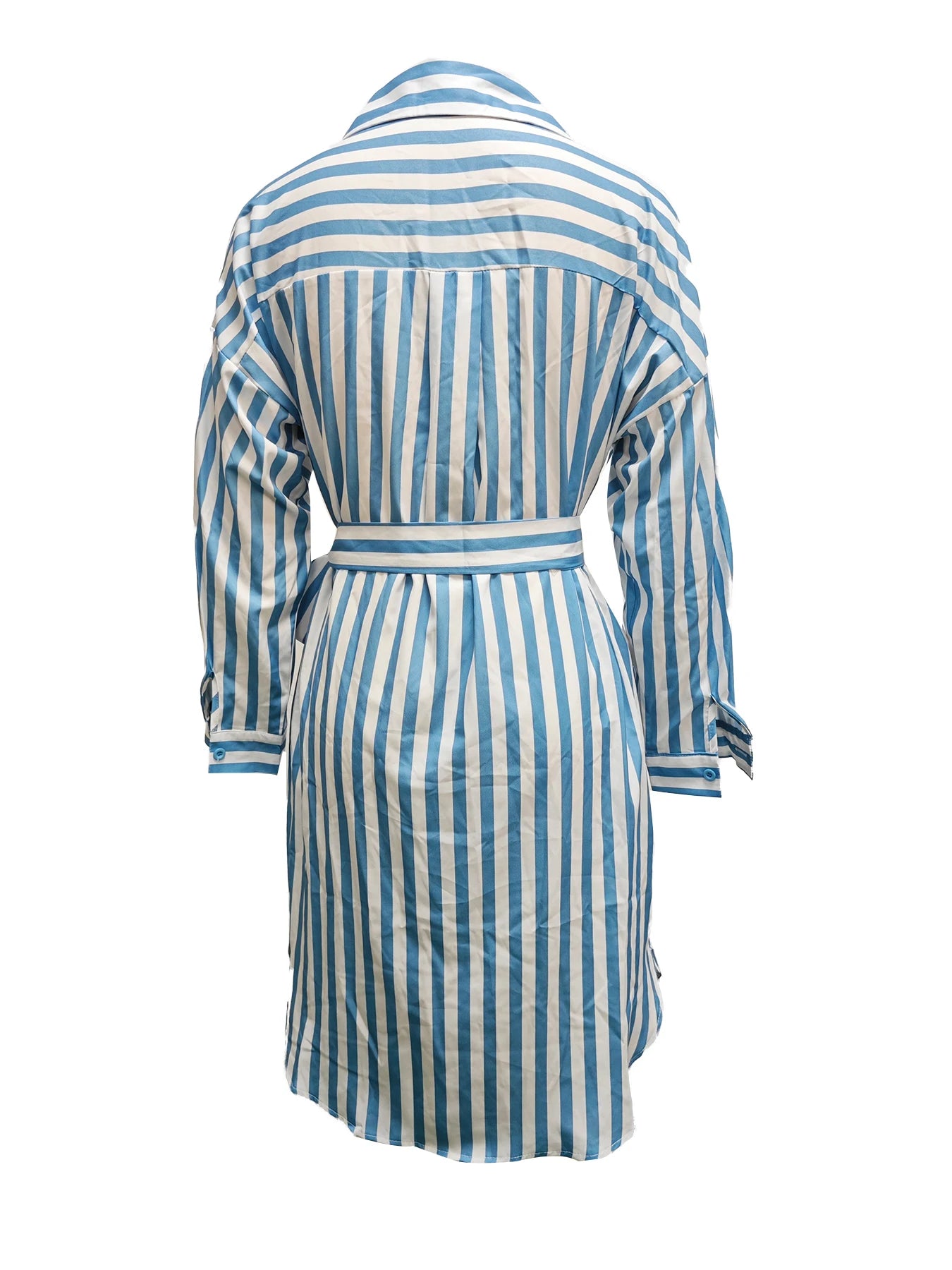 Robe Kimono Chemise Rayée Bleue Minimaliste