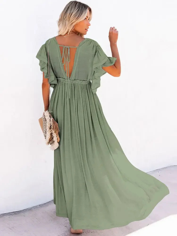Robe Kimono Estivale Verte Stylé