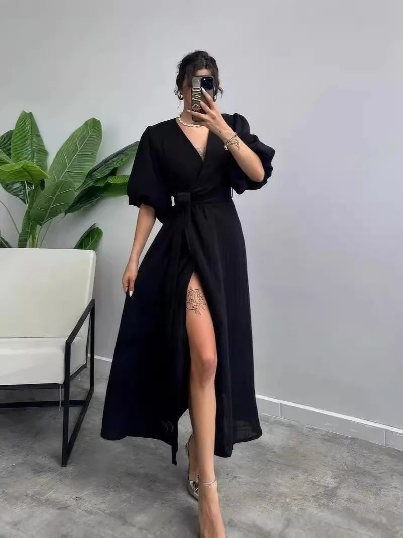 Robe Kimono Femme Classique Chic Noir