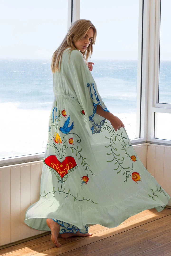Robe Kimono Légère Brodée été
