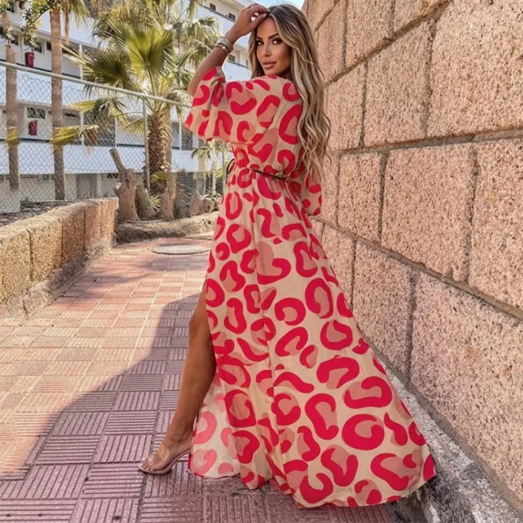 Robe Kimono Longue Chic Rouge