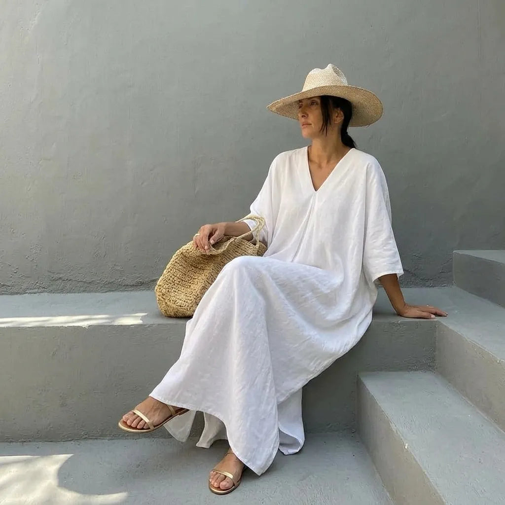 Robe Kimono Style Boho Blanche Design