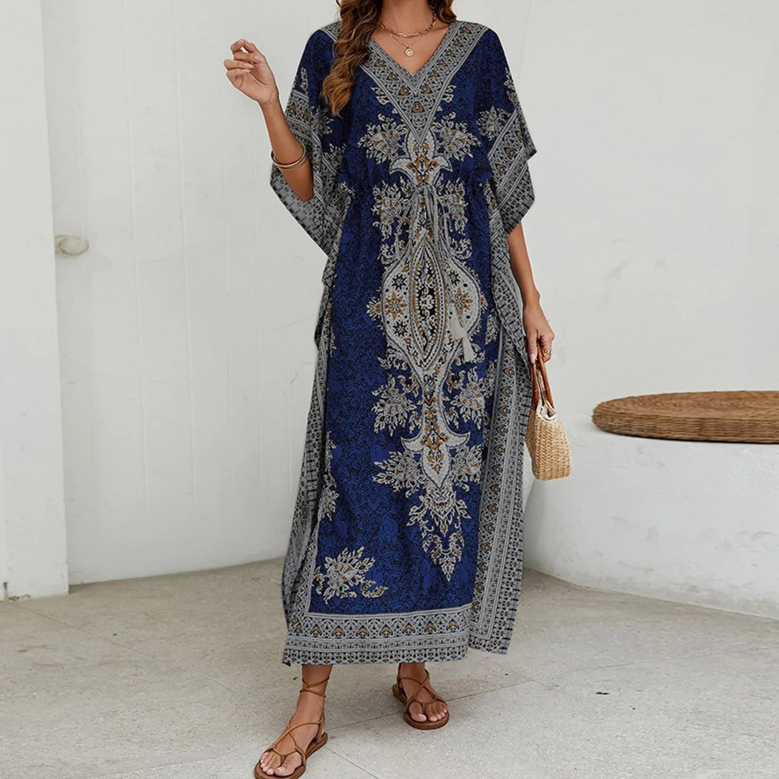 Robe Style Kimono Bohème Bleu