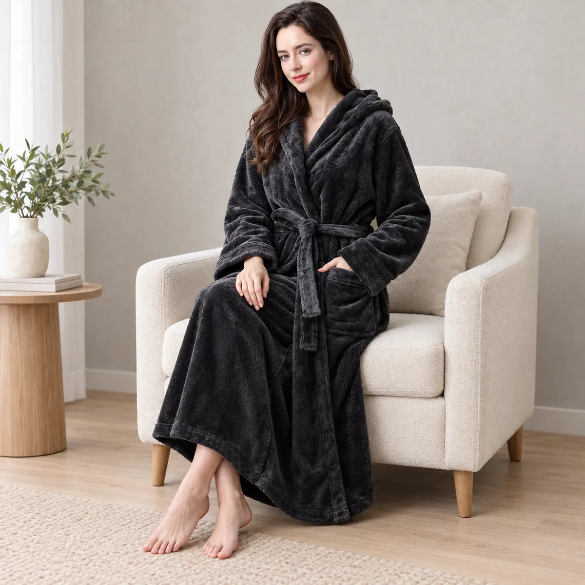 Robe de Chambre Noire Femme Stylé