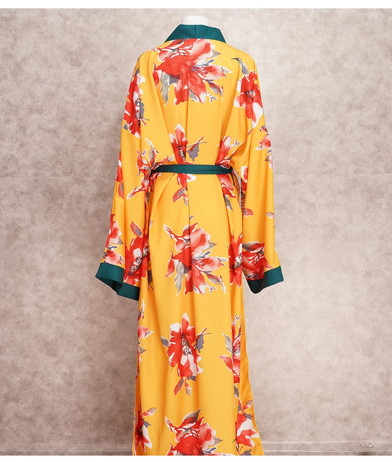 Kimono de Plage Boho Fleuri Maxi été